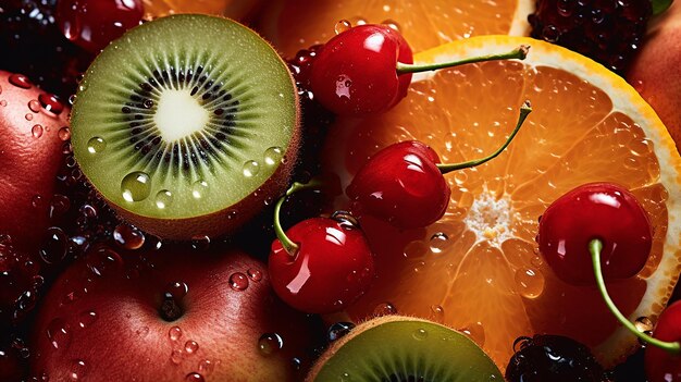 Photo of closeup shot of delicious ripe fruits