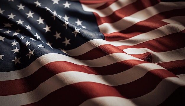 photo closeup shot of the waving flag of the united states of america with interesting textures.