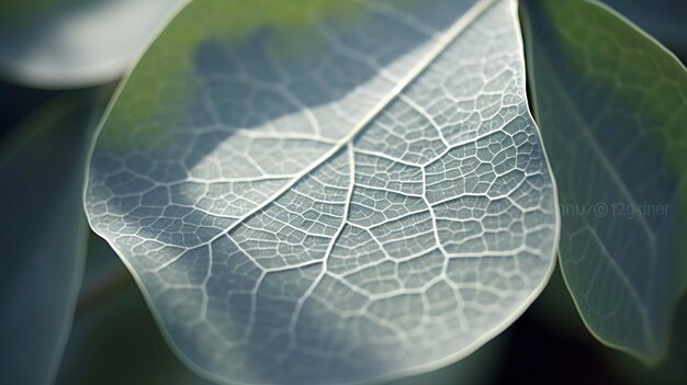 A photo of a closeup of a silver dollar eucalyptus leaf