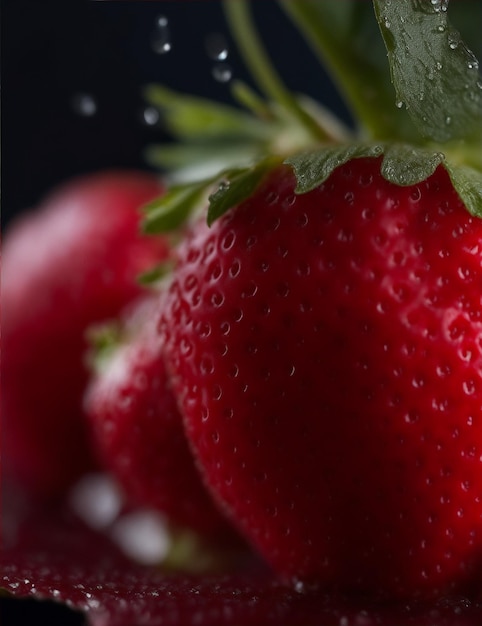 Photo of closeup strawberries with water droplets