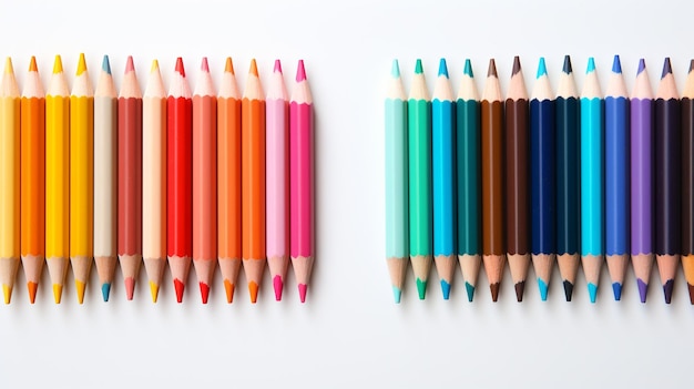 복사 공간이 있는 다채로운 연필의 사진 근접 촬영 보기