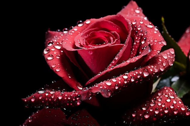 Photo of Closeup of water droplets on a rose petal