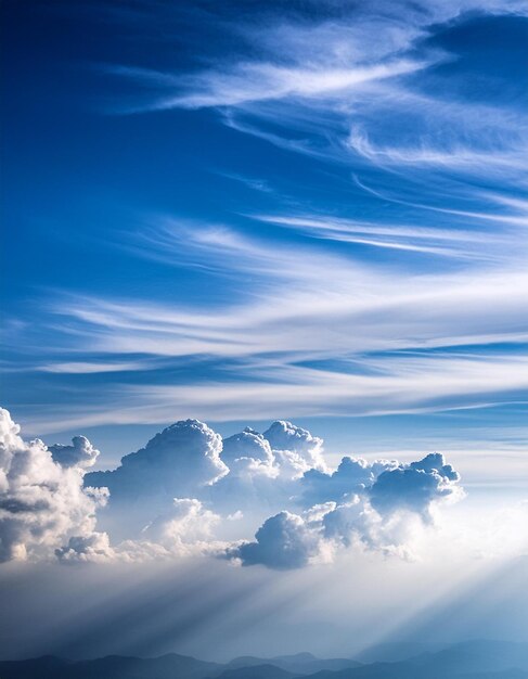 Photo a photo of clouds and the sky with the sun shining through them