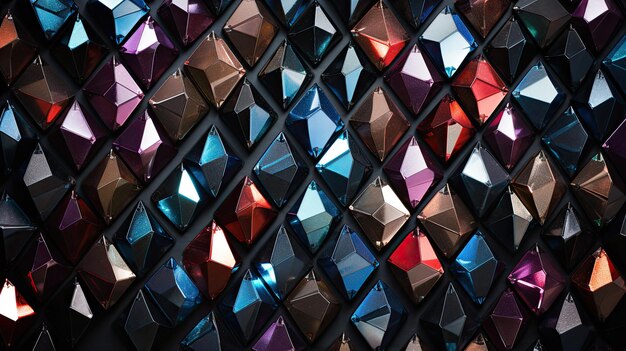 A photo of a cluster of beaded rhombuses dark fabric backdrop