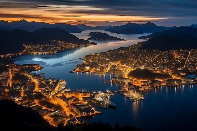 Photo of Coastal Villages Illuminated by the Norwegian