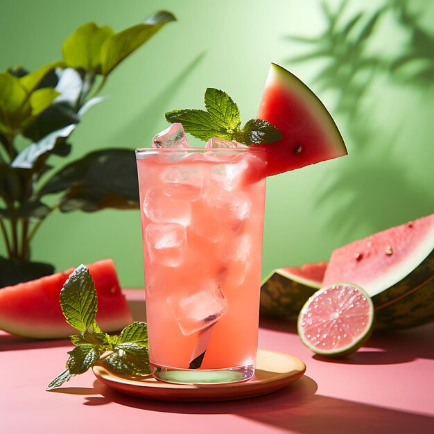 Photo of coconut watermelon cooler a hydrating and fruity cooler wiphoto of front view clean bg