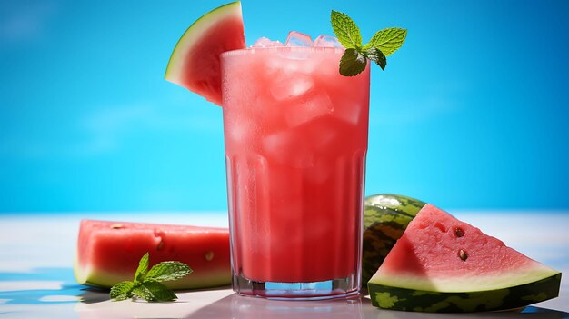 Photo of coconut watermelon cooler a refreshing mix of coconut water front view clean bg