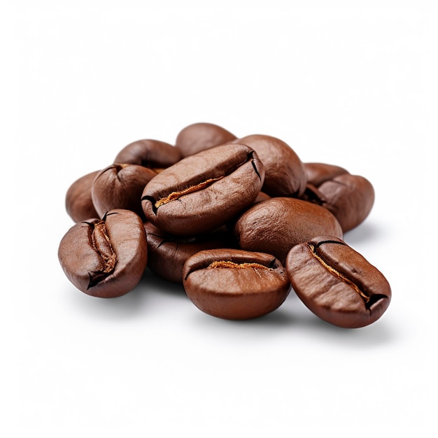 白い背景のコーヒー豆の写真 高品質の写真を隔離したコーヒー