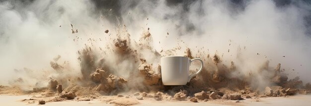 Foto la foto di una tazza di caffè nello stile di pilastri polverosi