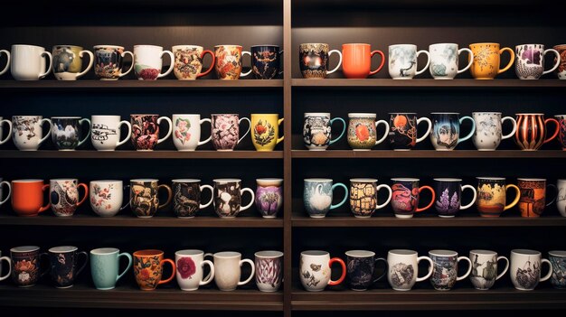 Photo a photo of a coffee shop coffee cup collection