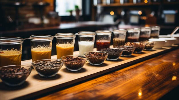 Foto una foto di una caffetteria che assaggia il caffè