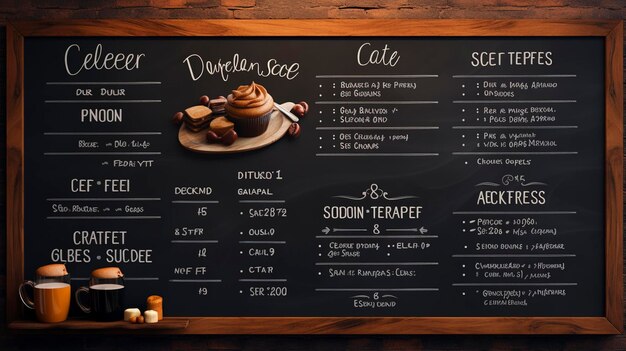 Foto una foto di un menu board di un caffè