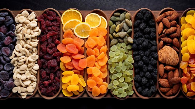 A photo of a collection of assorted dried fruits