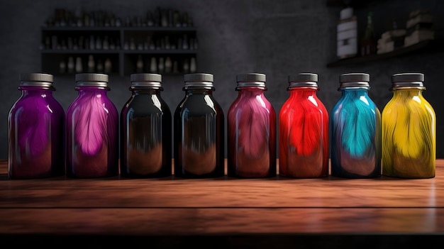 A photo of a collection of colorful hair dye bottle