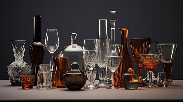 A photo of a collection of glassware for rent