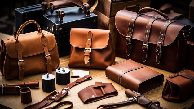 A photo of a collection of handmade leather goods