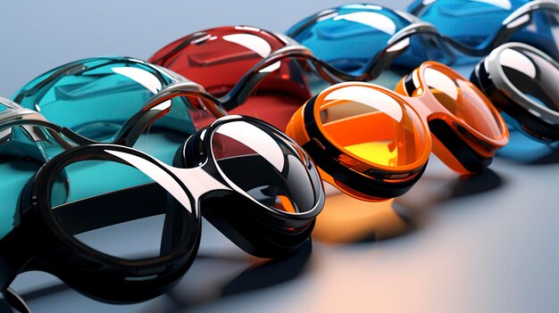 A photo of a collection of swimming goggles