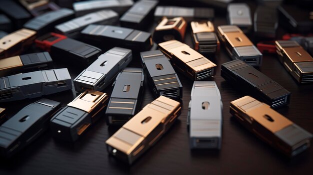 A photo of a collection of USB flash drives