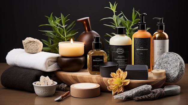 A photo of a collection of wellness and selfcare products