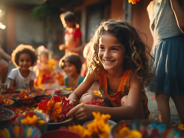 Photo of Colombian Children Engage in the Tradition of Breaking a Pot Festive Colombia Vibrant