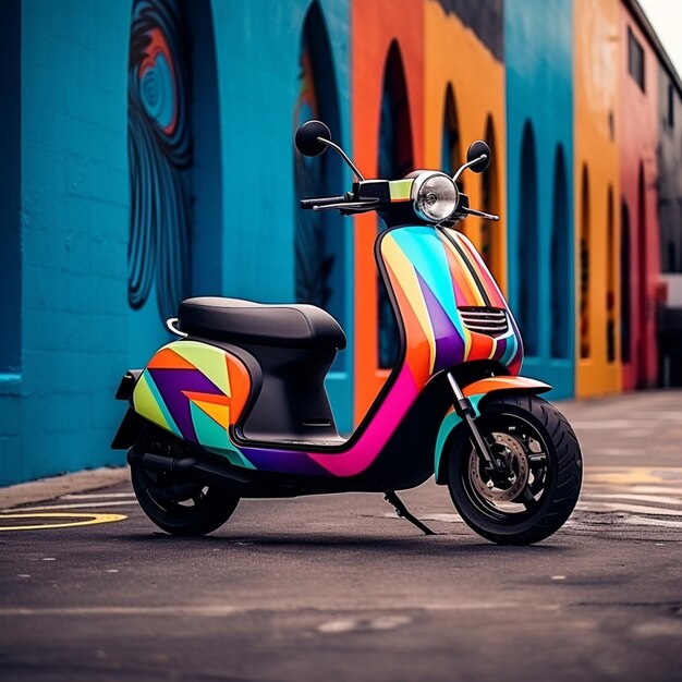 Photo photo of colored scooter or scooty isolated with background