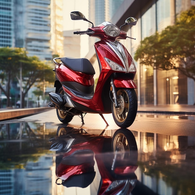 Photo of colored scooter or scooty isolated with background