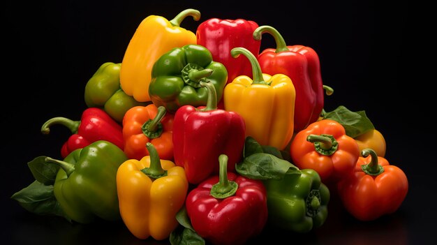 A photo of a colorful assortment of bell peppers