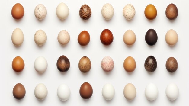 Photo photo of a colorful assortment of eggs on a pristine white background