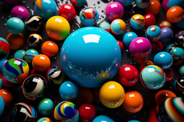 Photo a colorful background with a black ball