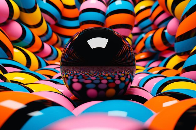 Photo a colorful background with a black ball
