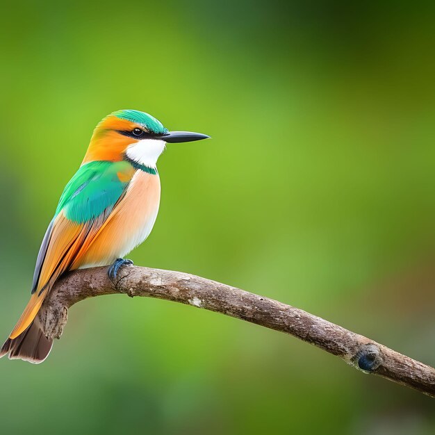 photo a colorful bird sits on a branch in the forest Ai Generated