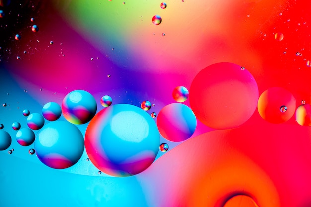 Photo of colorful bubbles of oxygen in water