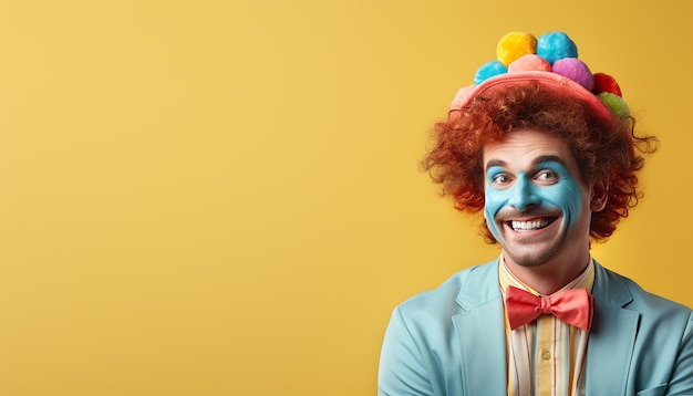 Foto foto clown colorato che mostra il generatore di lingua da ai