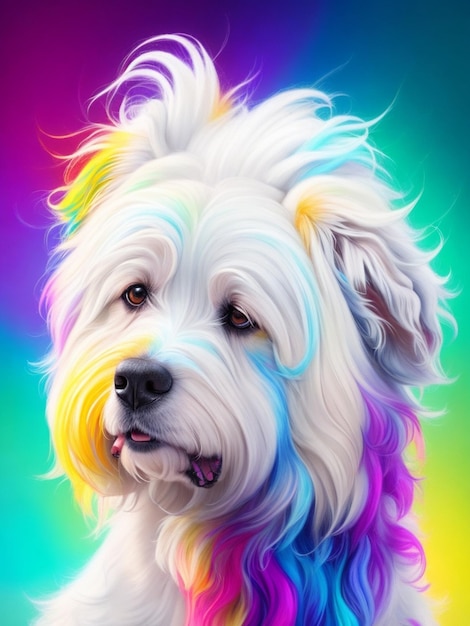 pet canvas art rainbow friends colorful design cute dog face