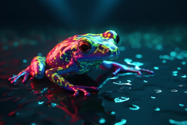 Photo a colorful frog with soft lighting