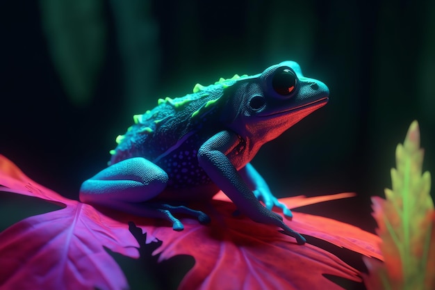 Photo a colorful frog with soft lighting