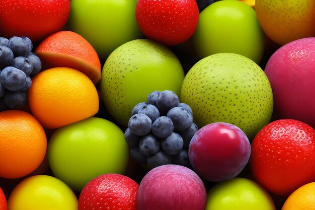 Photo colorful of fruits texture close up