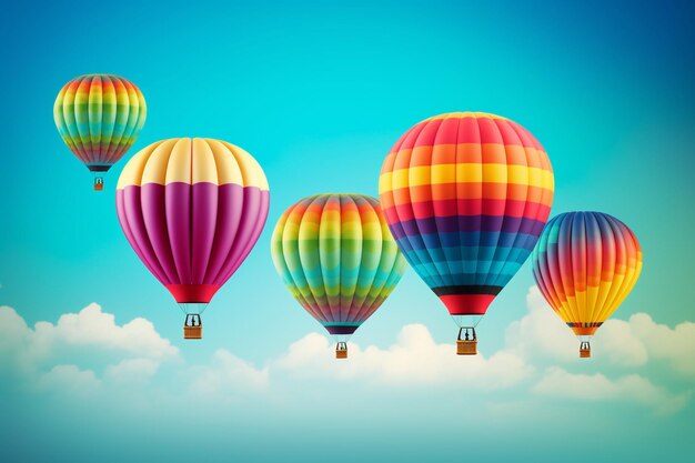 Photo photo colorful hot air balloons against isolated color background abstract balloon art poster