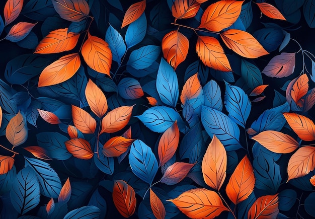 色とりどりの葉のパターン 壁紙の背景デザインの写真