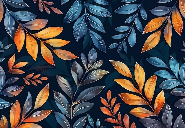 Photo of colorful leaves pattern wallpaper background design