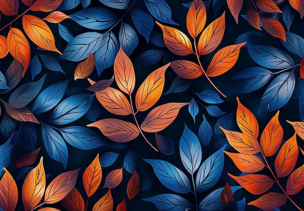 Photo of colorful leaves pattern wallpaper background design