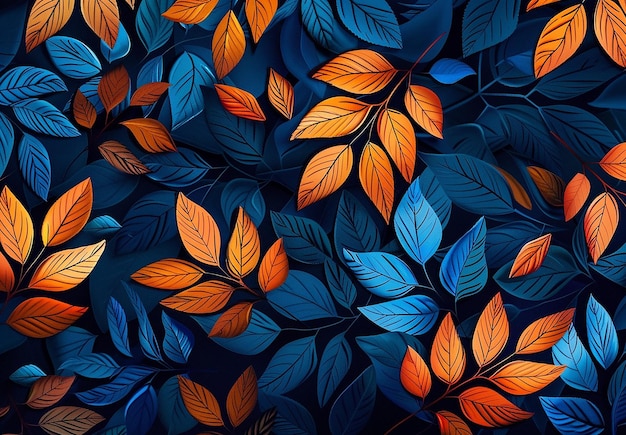 色とりどりの葉のパターン 壁紙の背景デザインの写真