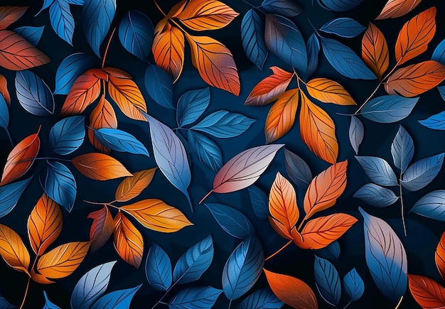 Photo of colorful leaves pattern wallpaper background design