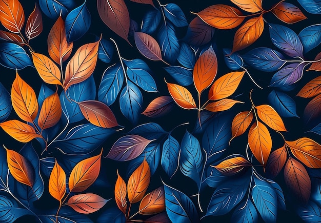 Photo of colorful leaves pattern wallpaper background design