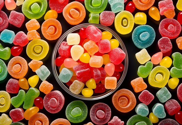 Photo of colorful lollipops with sweet candies