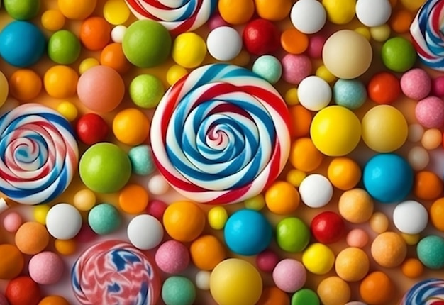 Photo of colorful lollipops with sweet candies