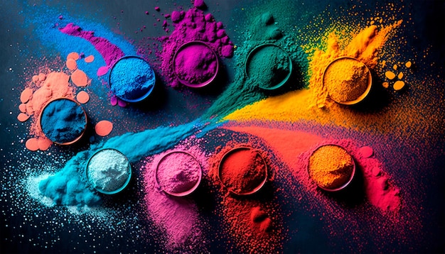 Photo colorful mixed rainbow holi powder