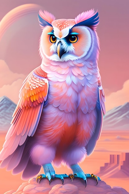 Photo of colorful Owl on Mars