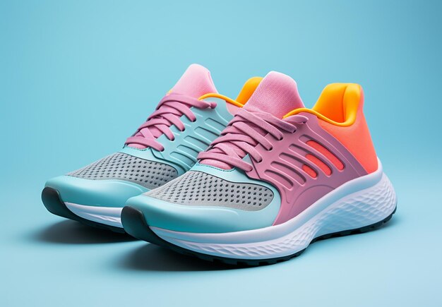 Photo photo colorful sports shoes in mockup for sale