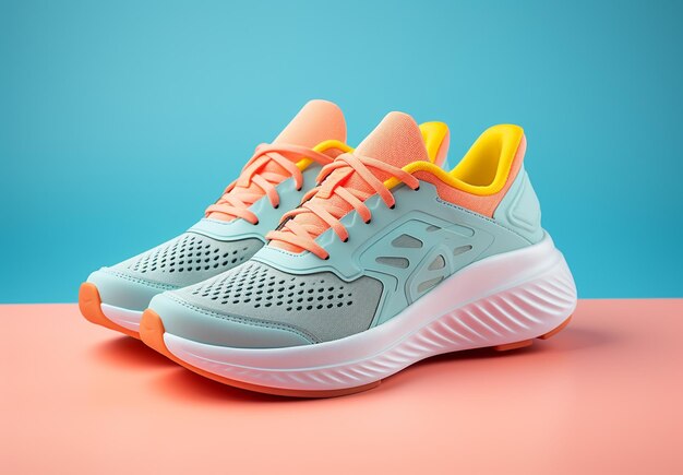 photo colorful sports shoes in mockup for sale